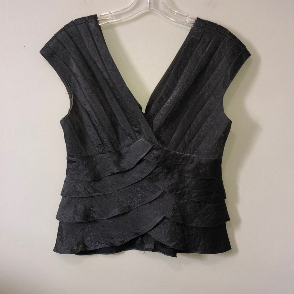 Adrianna Papell 2 Piece Formal Dress Top and Full Length Skirt Grey Metallic - Picture 2 of 13